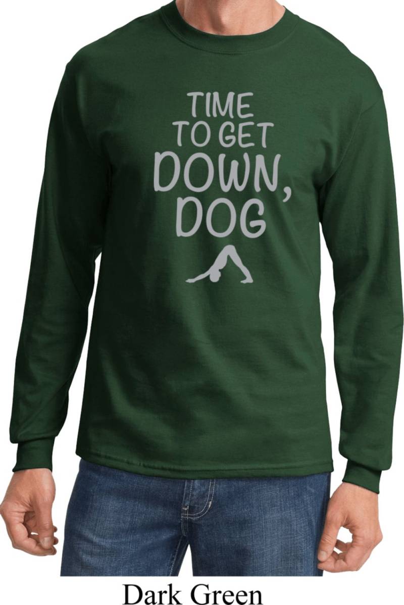 Time To Get Down Hund Yoga Langarm-T-Shirt = Pc61Ls-Getdown von YogaClothingForYou