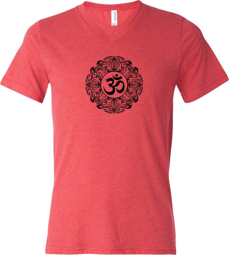 Verzierten Om Erwachsene Unisex Triblend V-Neck T-Shirt Schwarz = Blkornate-C3415 von YogaClothingForYou
