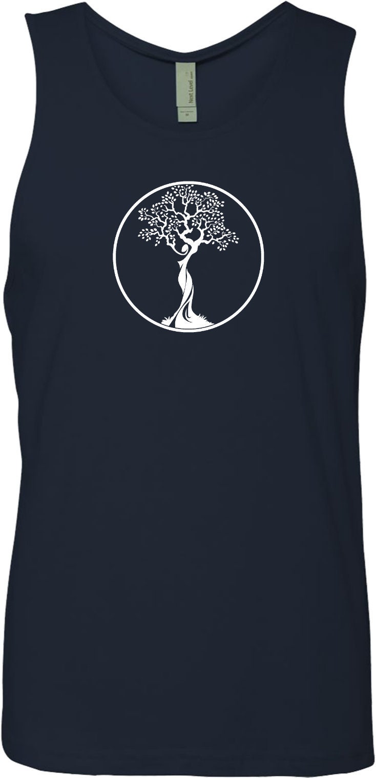 Weißer Baum Des Lebens Kreis Herren Yoga Baumwolle Tank Top = Wtreecir-3633 von YogaClothingForYou