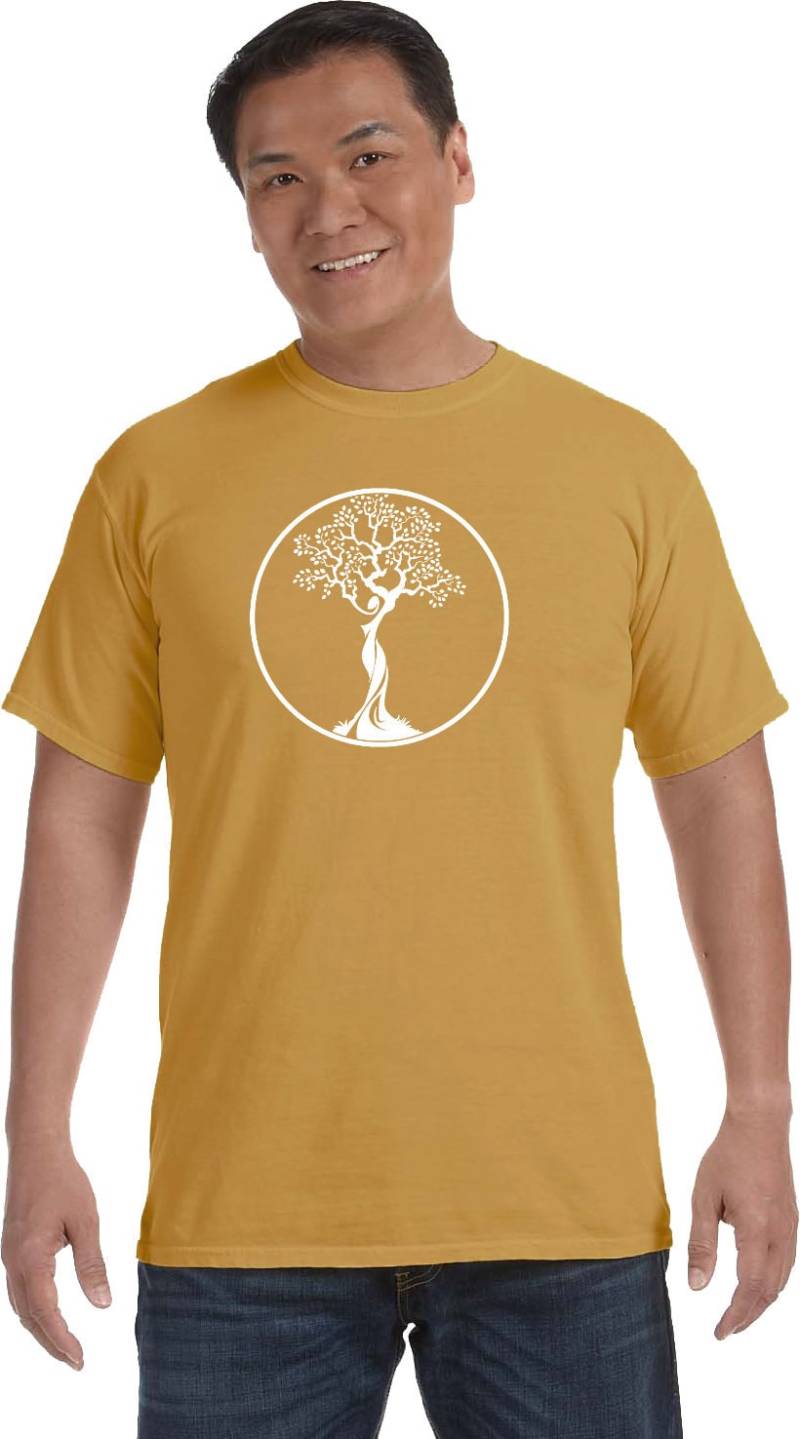 Weißer Baum Des Lebenskreises Erwachsene Yoga Schwergewicht Pigment Geduschtes T-Shirt = Wtreecir-1717 von YogaClothingForYou