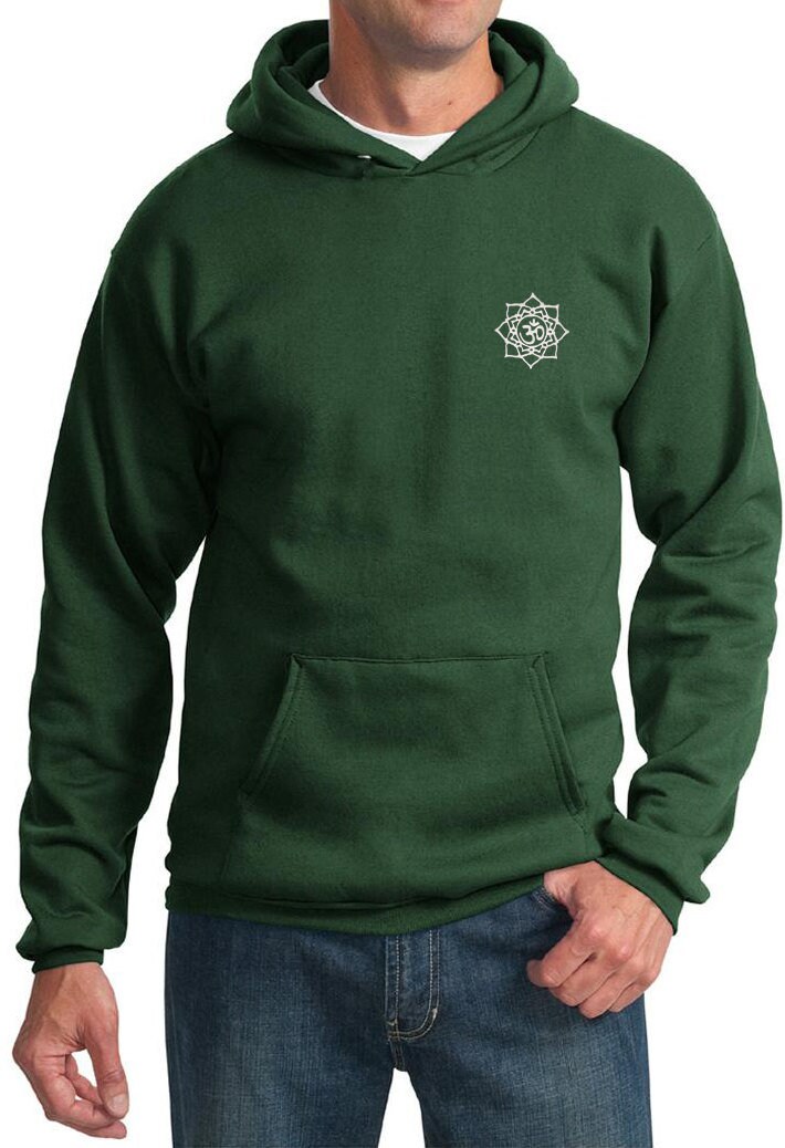 Weißer Lotus Om Aufnäher Taschendruck Hoodie - Pc90H-Lotuspatch von YogaClothingForYou