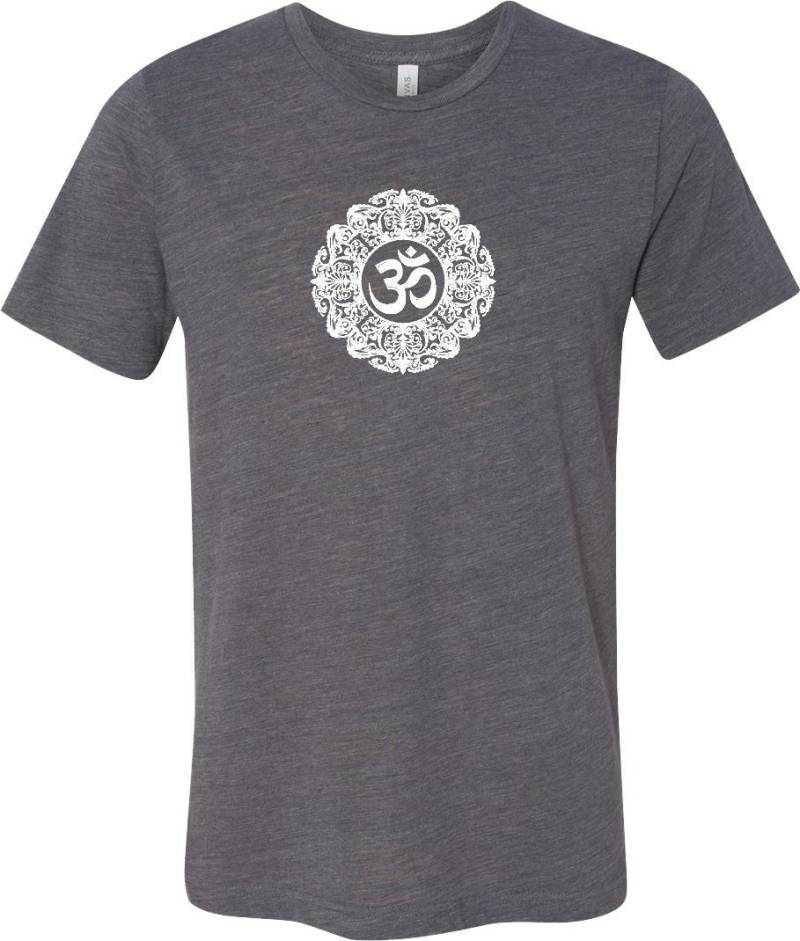 Weißes Verziertes Om Burnout Yoga-T-Shirt = Whtornate-3650 von YogaClothingForYou