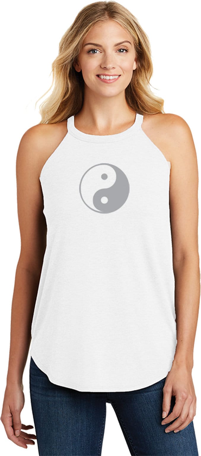 Yin Yang Big Print Ladies Yoga Tri Blend Rocker Tanktop = Yinyang-Dt137L von YogaClothingForYou