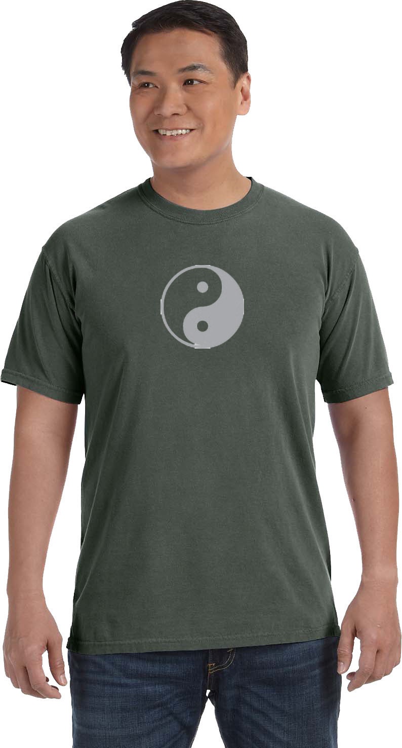 Yin Yang Big Print Yoga Schwergewicht Pigment Dyed T-Shirt = Yinyang-1717 von YogaClothingForYou