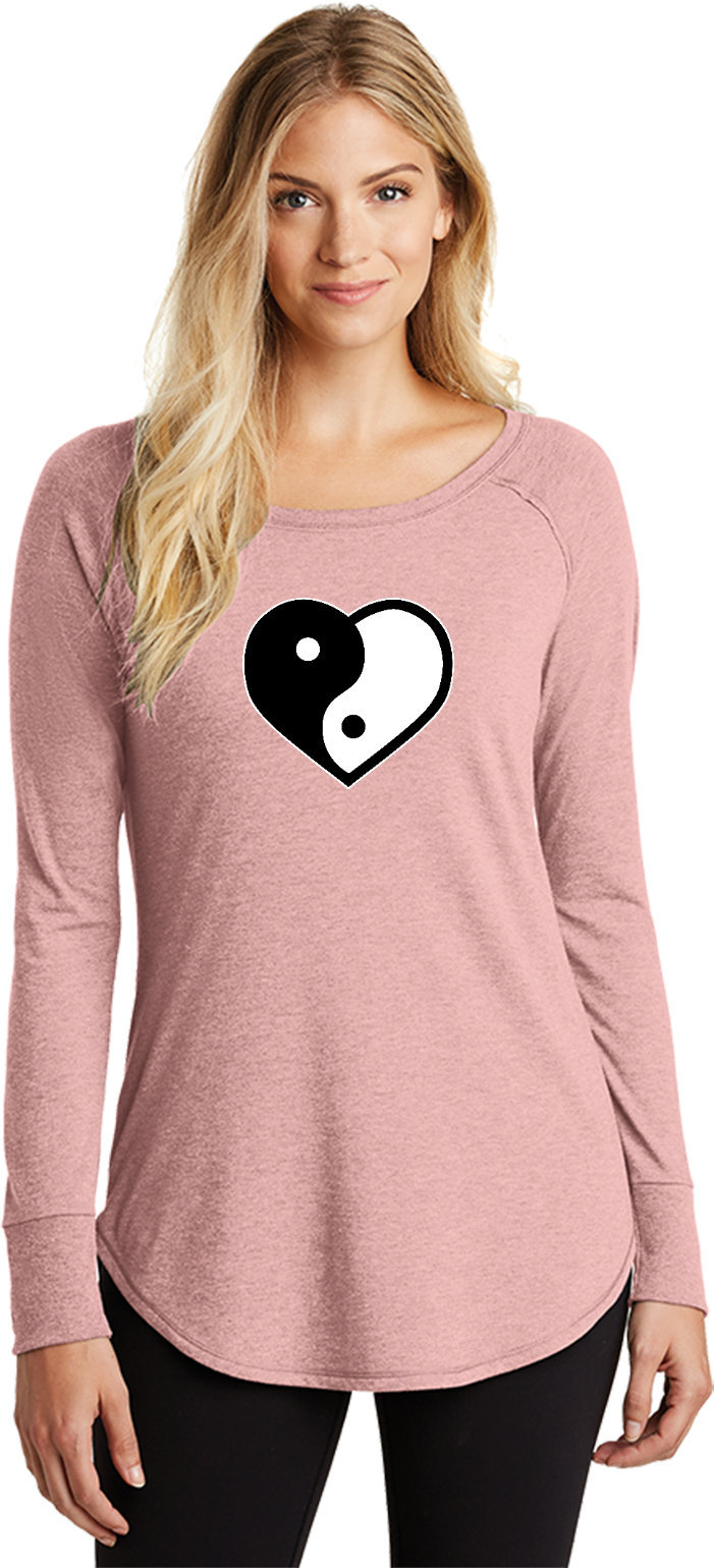 Yin Yang Herz Damen Yoga Tri-Blend Langarm = Yyheart-Dt132L von YogaClothingForYou