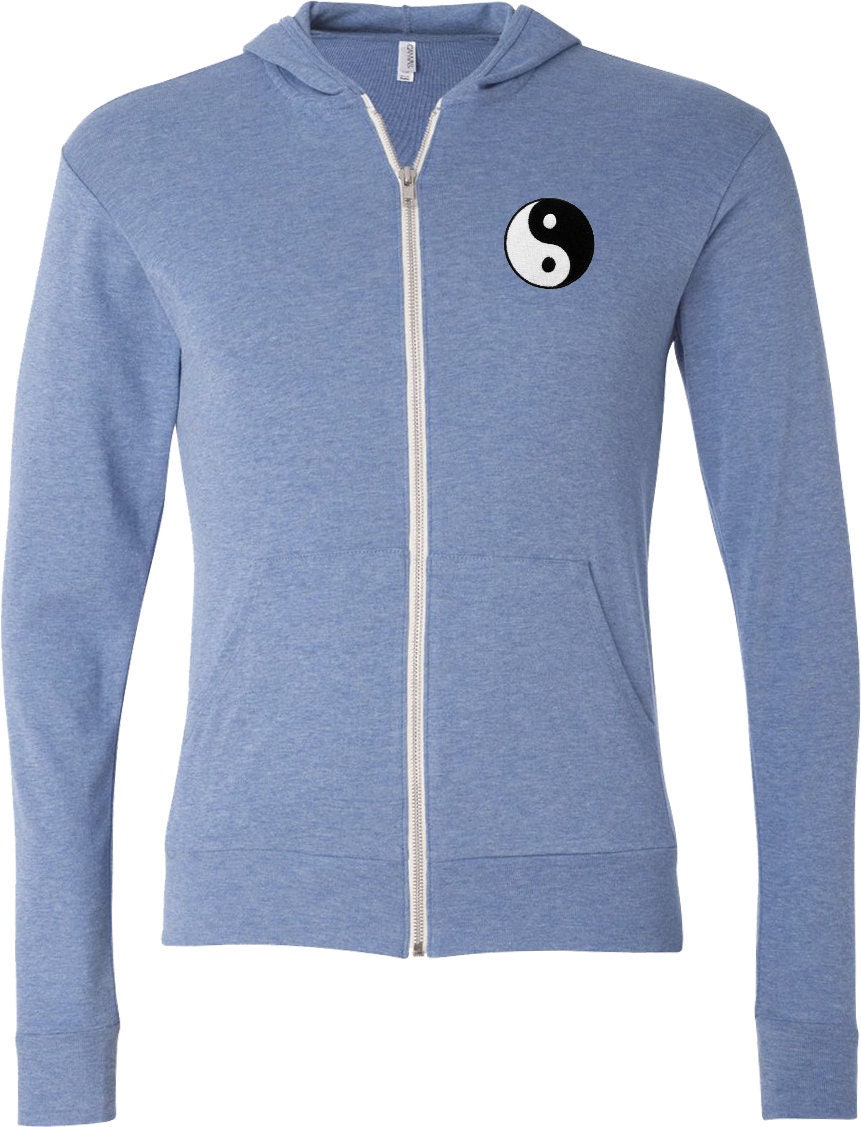 Yin Yang Patch Pocket Print Adult Unisex Yoga Triblend Full Zip Lightweight Hoodie-Yinyang-Pp-3939 von YogaClothingForYou