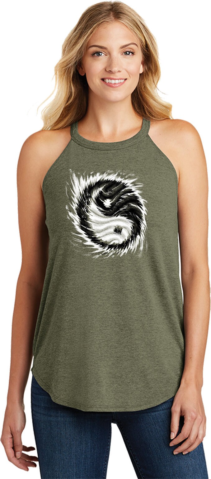 Yin Yang Sun Ladies Yoga Tri Blend Rocker Tanktop = Yysun-Dt137L von YogaClothingForYou