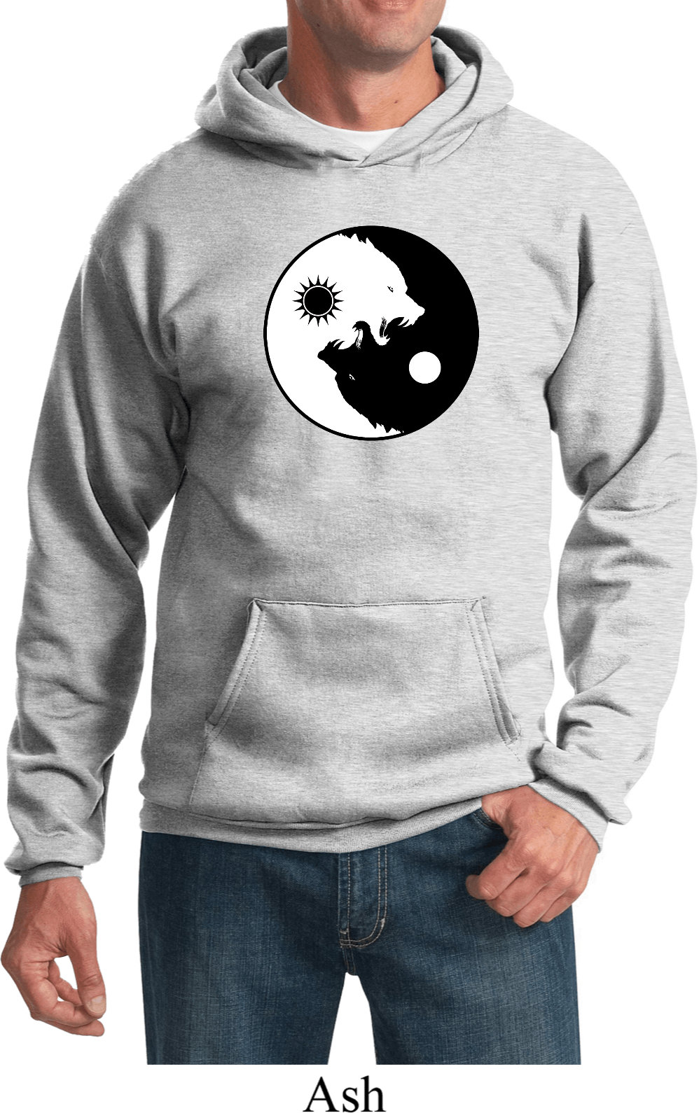 Yin Yang Wölfe Erwachsene Unisex Yoga Hoodie - Pc90H-Wölfe von YogaClothingForYou
