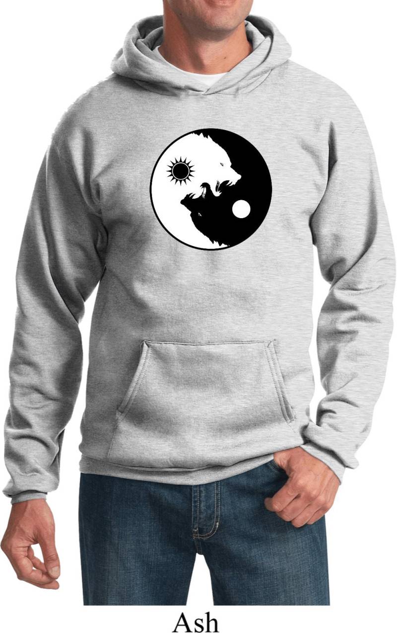 Yin Yang Wölfe Erwachsene Unisex Yoga Hoodie - Pc90H-Wölfe von YogaClothingForYou