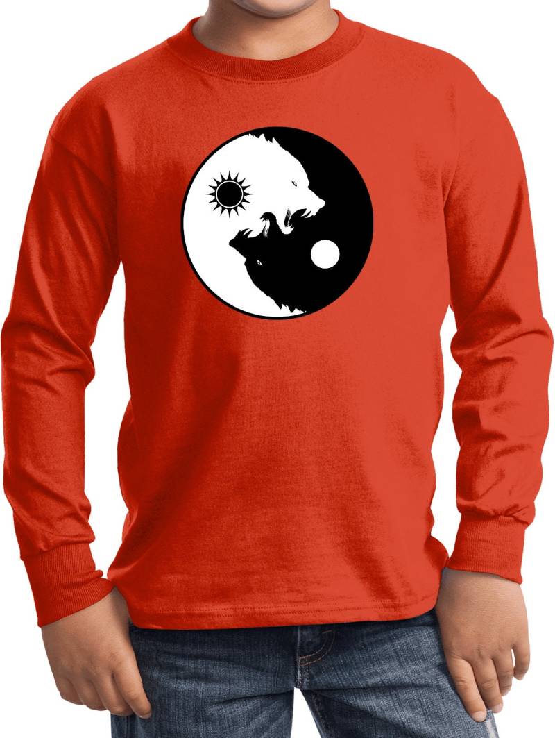 Yin Yang Wölfe Kid Yoga Langarm T-Shirt = Pc61Yls-Wölfe von YogaClothingForYou
