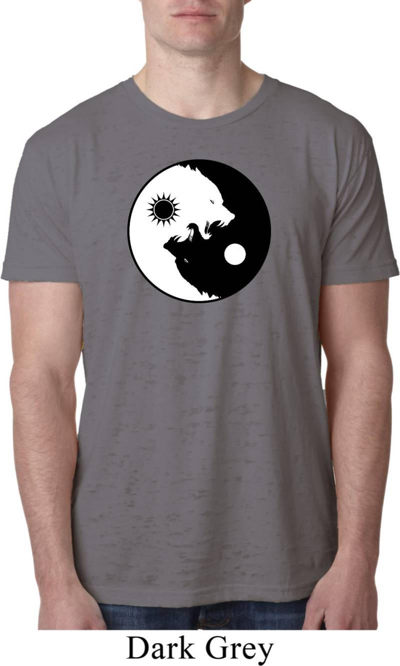 Yin Yang Wölfe Männer Yoga Burnout-Yoga-T-Shirt = Nl6110-Wölfe von YogaClothingForYou