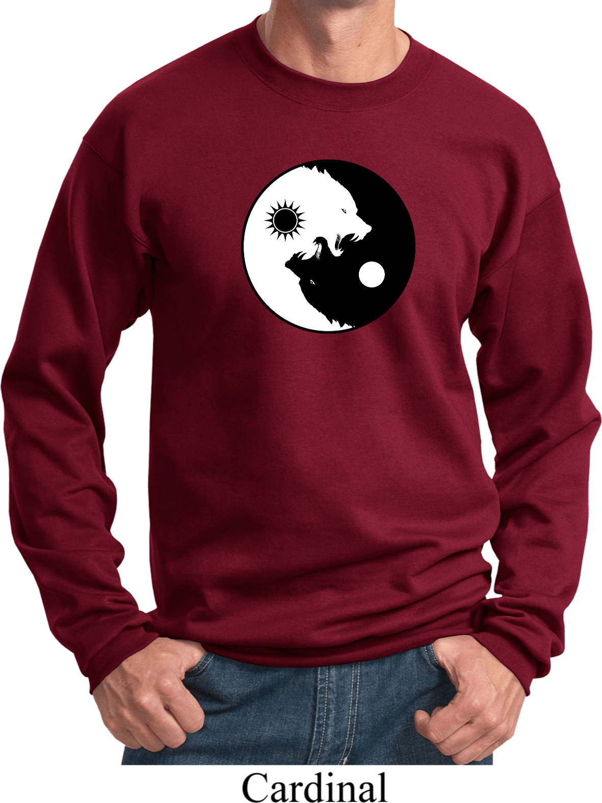 Yin Yang Wolves Yoga Sweatshirt = Pc90-Wolves von YogaClothingForYou