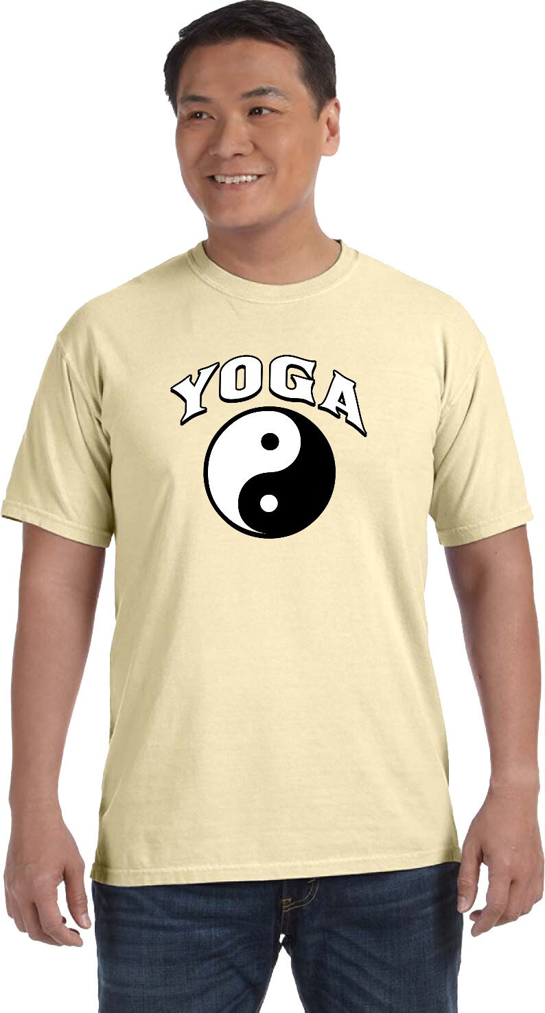 Yin Yang Yoga Bogen Erwachsenen Unisex-Yoga-Schwergewichts-Pigment Gefärbt T-Shirt = Bogen-1717 von YogaClothingForYou