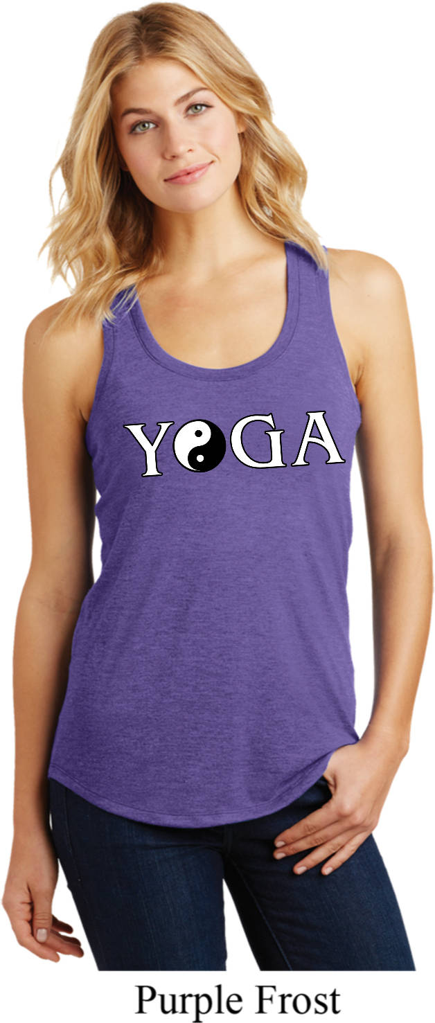Yin Yang Yoga Text Damen Racerback Tanktop = Dm138L-Yytext von YogaClothingForYou