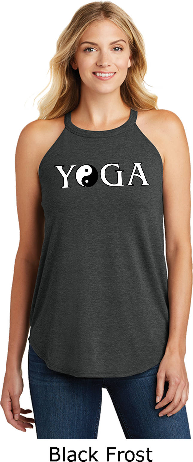 Yin Yang Yoga Text Damen Tri-Blend Rocker Tanktop = Dt137L-Yytext von YogaClothingForYou