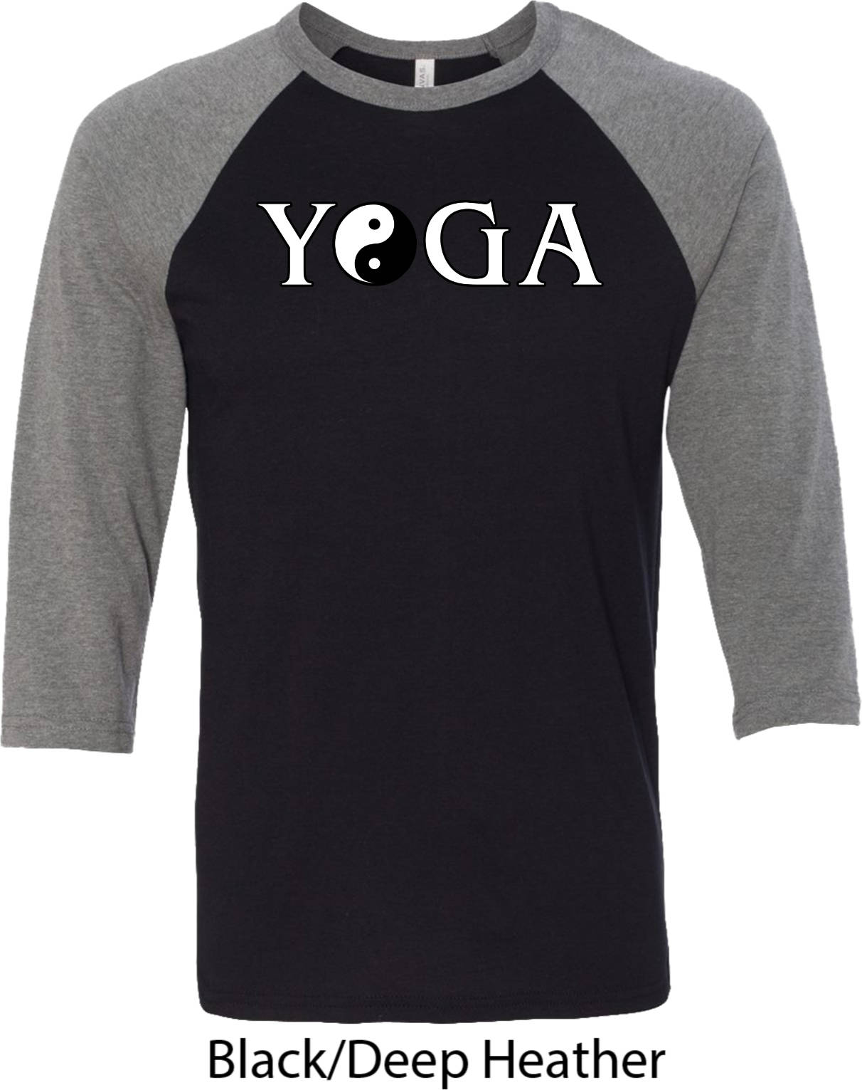 Yin Yang Yoga Text Erwachsene Unisex Raglan Shirt = 3200-Yytext von YogaClothingForYou