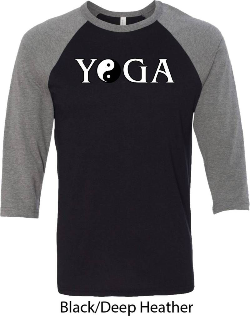 Yin Yang Yoga Text Erwachsene Unisex Raglan Shirt = 3200-Yytext von YogaClothingForYou