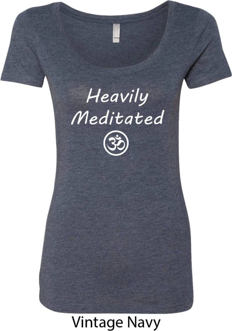 stark Meditierte Mit Om-Damen-Yoga-Rundhals-T-Shirt = 6730-Heavilyom von YogaClothingForYou