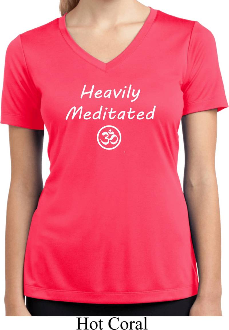 stark Mit Om Damen Yoga Feuchtigkeitstransport T-Shirt V-Ausschnitt Meditierte = Lst353-Heavilyom von YogaClothingForYou