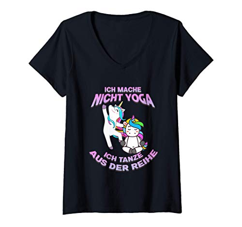 Damen Ich mache nicht Yoga ich tanze aus der Reihe Einhorn Yoga T-Shirt mit V-Ausschnitt Damen Ich mache nicht Yoga ich tanze aus der Reihe Einhorn Yoga T-Shirt mit V-Ausschnitt von Yogalehrer Yogakurs Yogamama Yogalehrerin Yoga