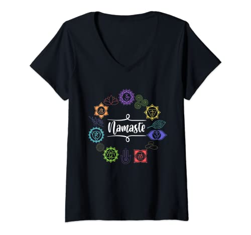 Damen Namaste Yoga Meditation Ruhe Seele und Körper Yogalehrerin T-Shirt mit V-Ausschnitt Damen Namaste Yoga Meditation Ruhe Seele und Körper Yogalehrerin T-Shirt mit V-Ausschnitt von Yogalehrer Yogakurs Yogaübungen Design