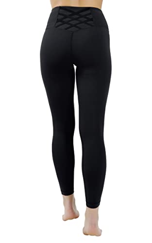 Yogalicious High Waist Interlink Criss Cross V-Back Knöchelleggings - Schwarz - Klein von Yogalicious