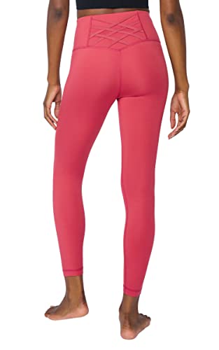 Yogalicious Hohe Taille, kniebeugensicher, überkreuzt, V-Rücken, knöchellange Leggings, Rot (Earth Red), M von Yogalicious