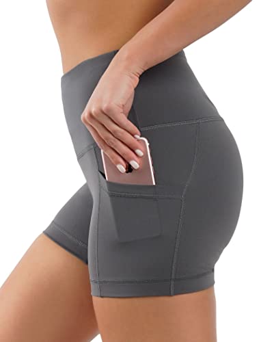 Yogalicious Hohe Taille, kniebeugensichere Seitentasche, Bikershorts, 8,9 cm, 12,7 cm, 17,8 cm, 22,9 cm, Fresh Dill 8,9 cm, Klein von Yogalicious