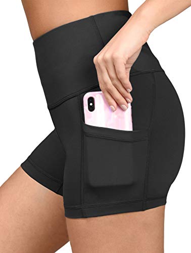 Yogalicious Hohe Taille, kniebeugensichere Seitentasche, Bikershorts, 8,9 cm, 12,7 cm, 17,8 cm, 22,9 cm, Schwarz, 8,9 cm, Groß von Yogalicious