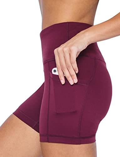 Yogalicious Hohe Taille, kniebeugensichere Seitentasche, Bikershorts, 8,9 cm, 12,7 cm, 17,8 cm, 22,9 cm, Windsor Wine 12,7 cm, Klein von Yogalicious