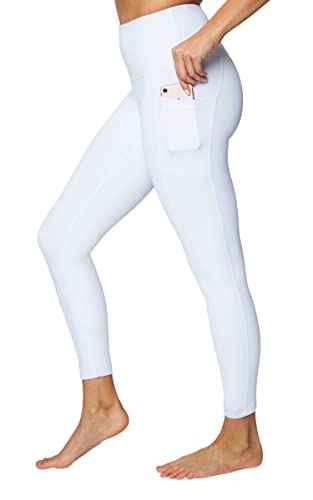 Yogalicious Hohe Taille, ultraweich, 7/8 knöchellange Leggings mit Taschen für Damen, White Lux, Groß von Yogalicious