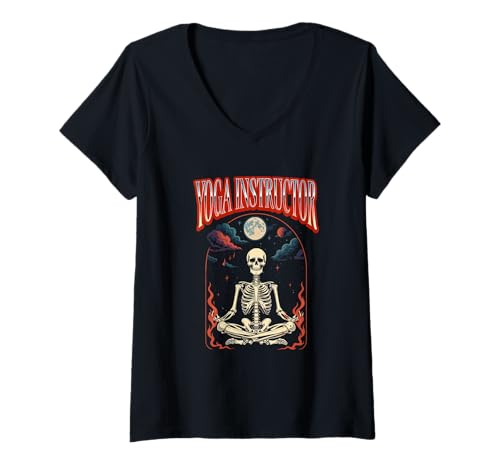 Damen Yogalehrer Tarot Halloween T-Shirt mit V-Ausschnitt Damen Yogalehrer Tarot Halloween T-Shirt mit V-Ausschnitt von Yogatrainer Yogalehrerin