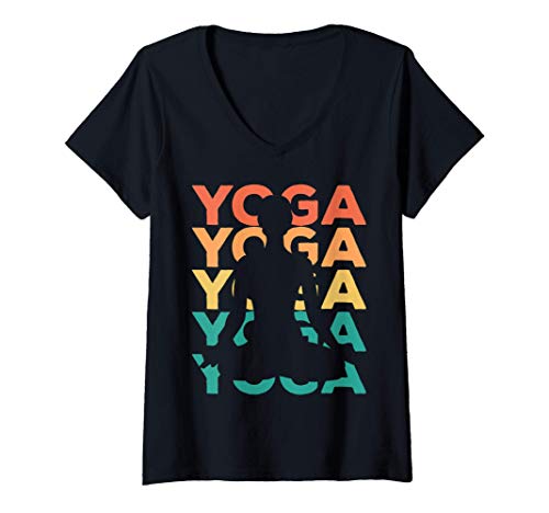 Damen Retro Vintage Yoga Geschenk für Yogis T-Shirt mit V-Ausschnitt Damen Retro Vintage Yoga Geschenk für Yogis T-Shirt mit V-Ausschnitt von Yogi Geschenkideen