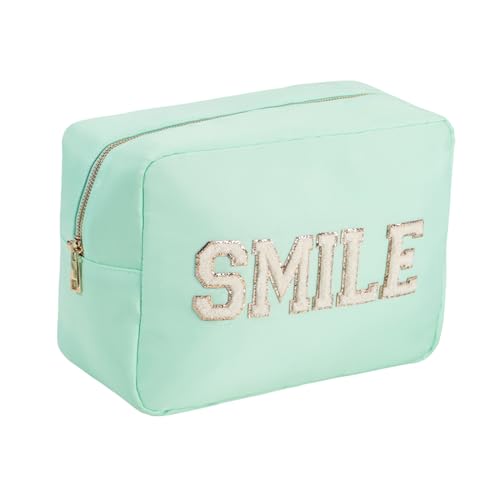 YogoRun Preppy Make-up Tasche Reise Frauen Kosmetiktasche Nylon, Mint-Smile, XL, modisch von YogoRun