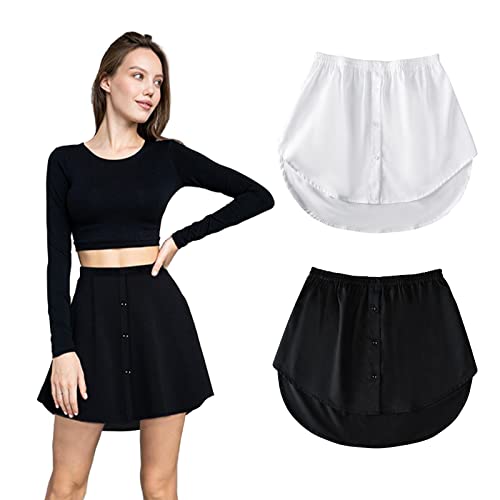 Yogopro Blusenrock Verlängerung 2 Stück Hemdverlängerung blusenrock Multifunktionales Geschichtetes Fake-Top Mini Rocksaum Hemdverlängerung Für Pullover,Sweatshirts,Jacken usw(XXL) von Yogopro