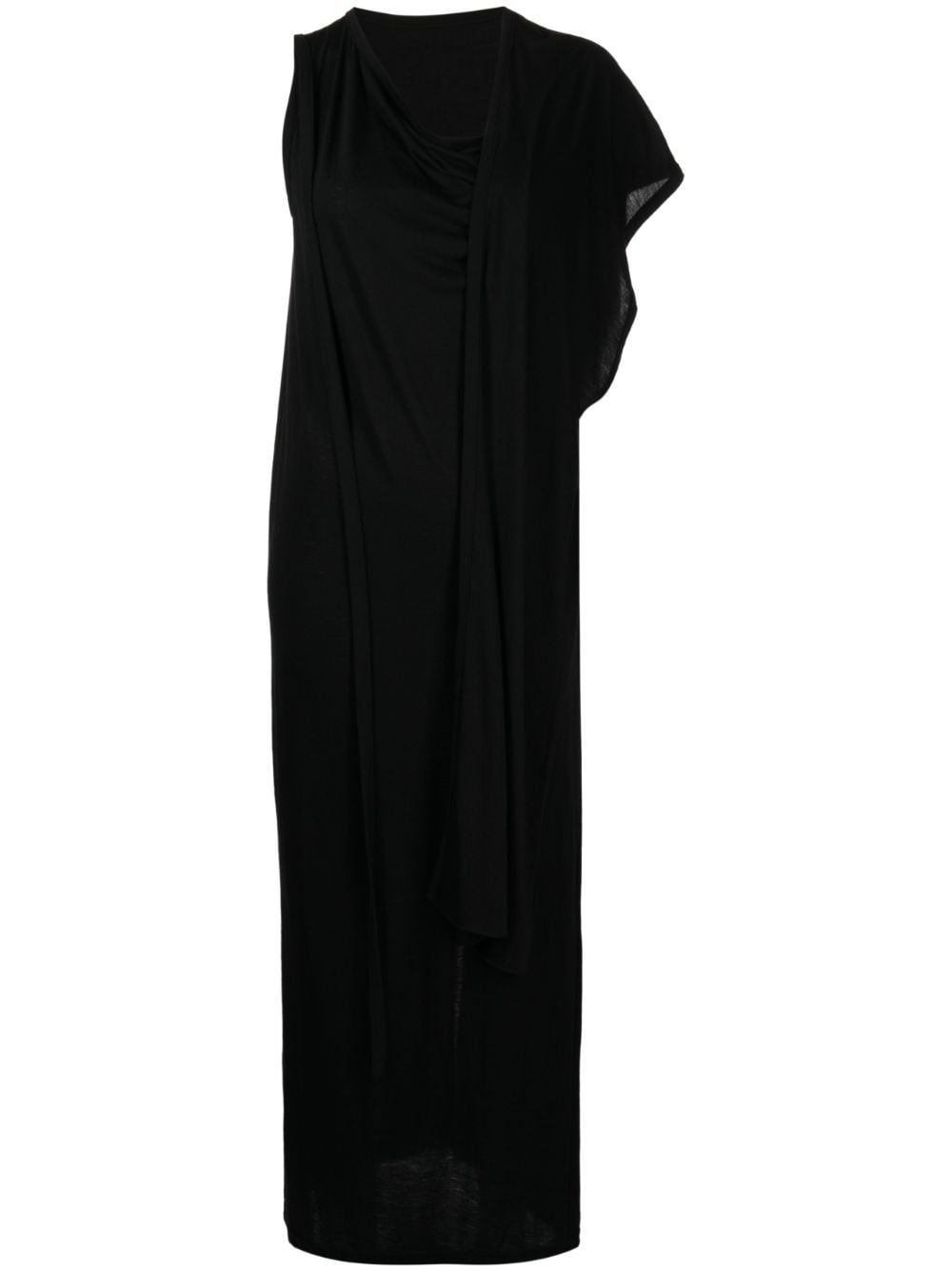 Yohji Yamamoto Asymmetrisches Maxikleid mit Drapierung - Schwarz von Yohji Yamamoto