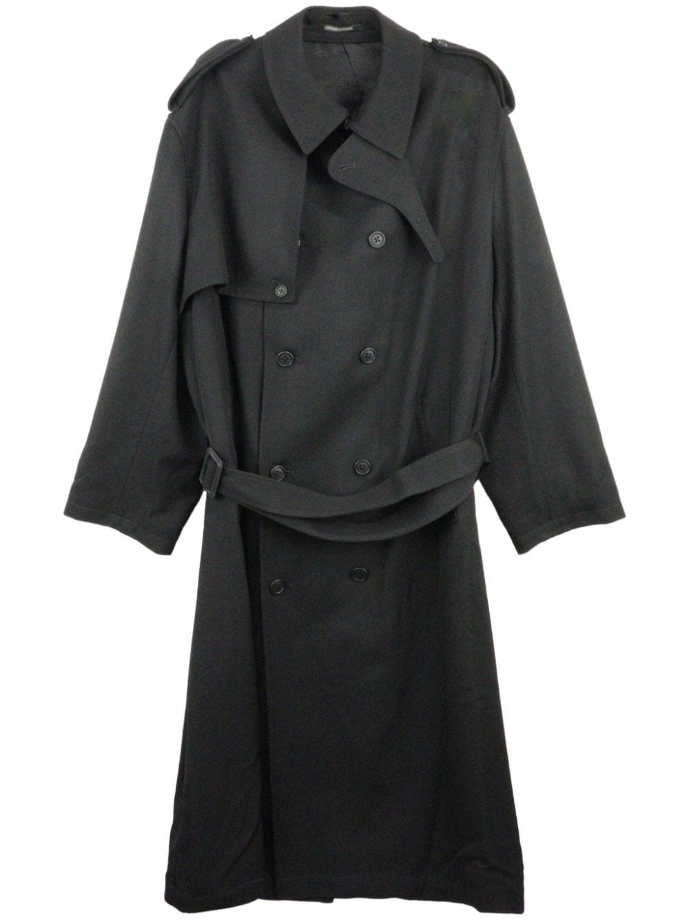 Yohji Yamamoto K-Chin Flap Trenchcoat - Schwarz von Yohji Yamamoto