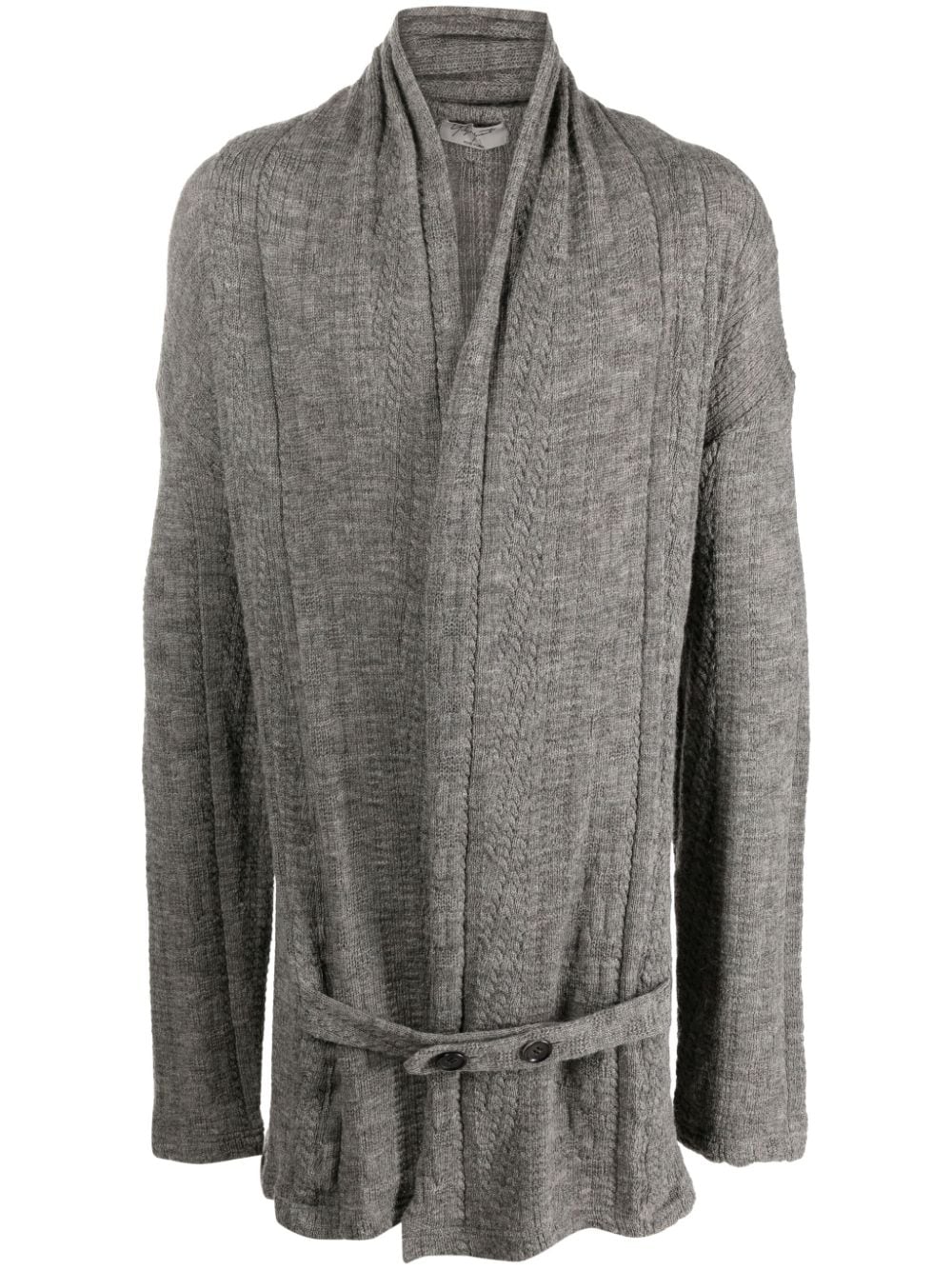 Yohji Yamamoto Langer Cardigan mit Gürtel - Grau von Yohji Yamamoto