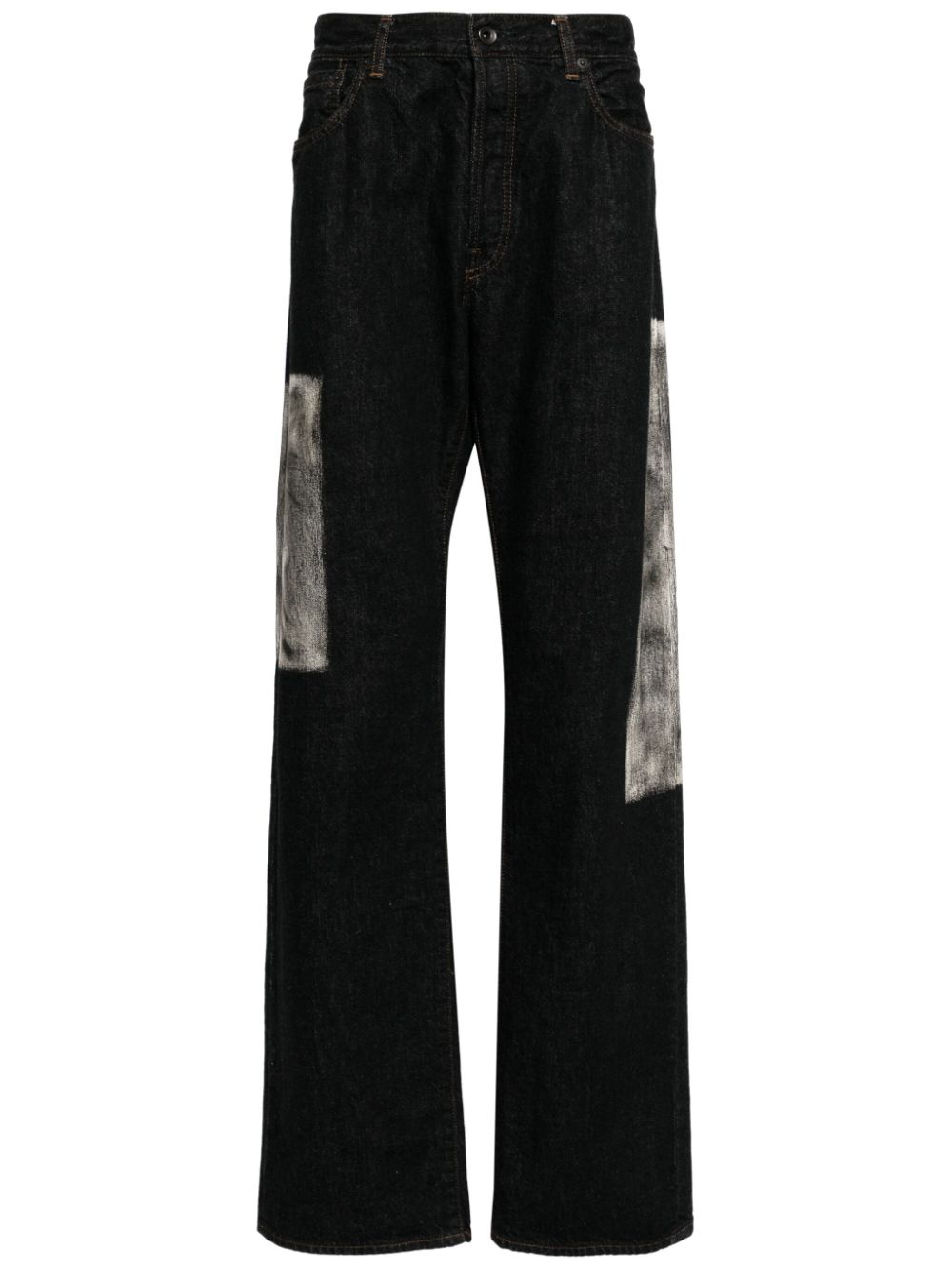 Yohji Yamamoto Straight-Leg-Jeans mit Einsätzen - Schwarz von Yohji Yamamoto