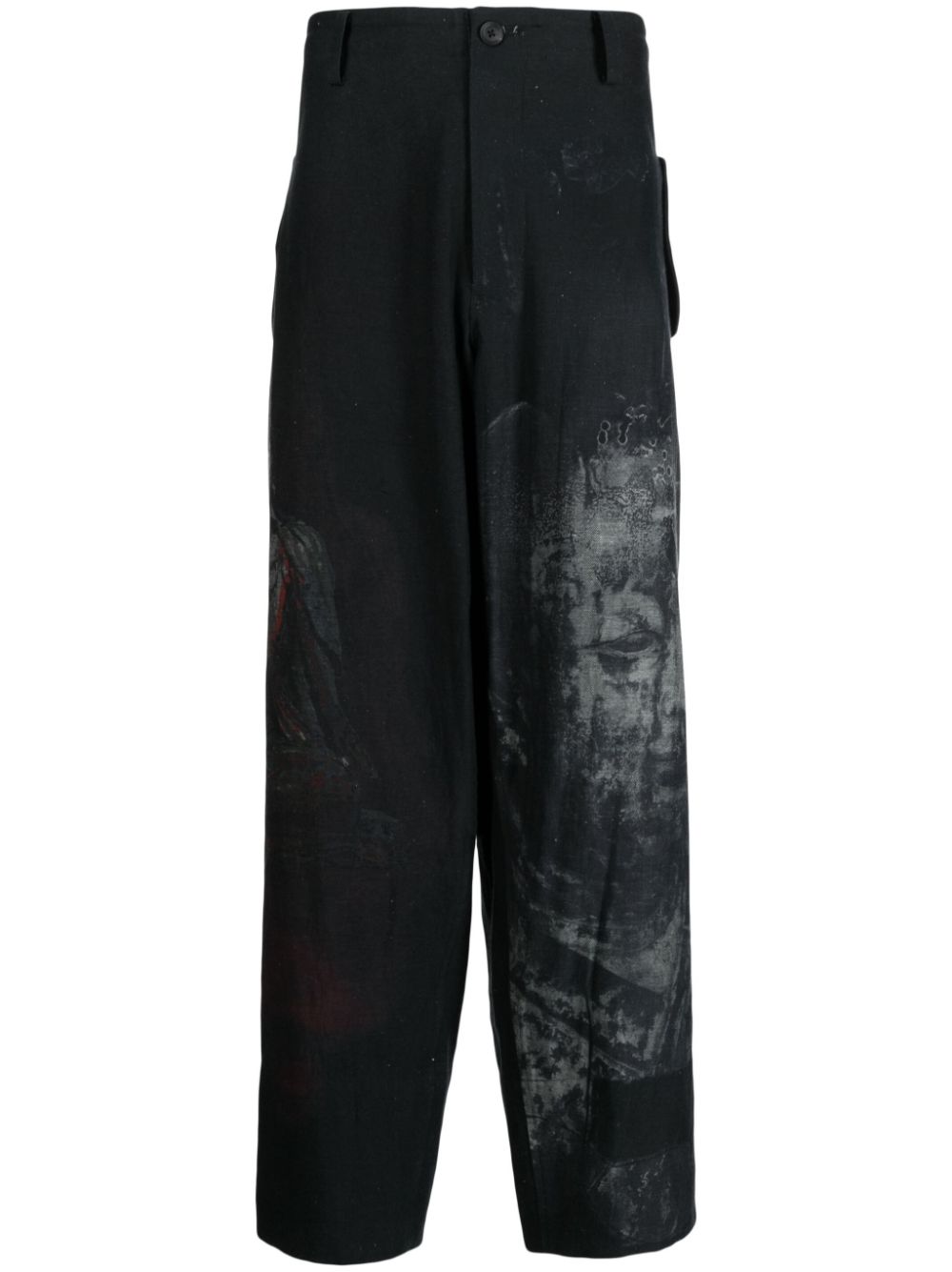 Yohji Yamamoto Wide-Leg-Hose mit Print - Schwarz von Yohji Yamamoto