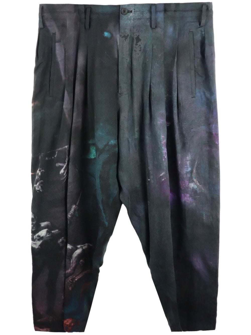 Yohji Yamamoto Baggy-Hose mit abstraktem Print - Schwarz von Yohji Yamamoto