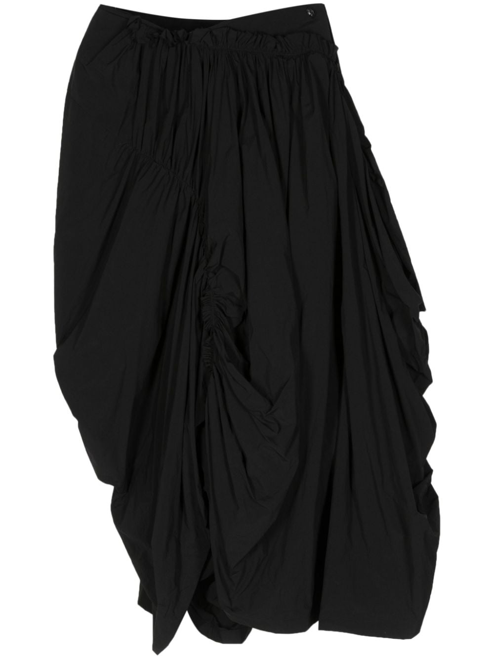 Yohji Yamamoto asymmetric draped midi skirt - Schwarz von Yohji Yamamoto