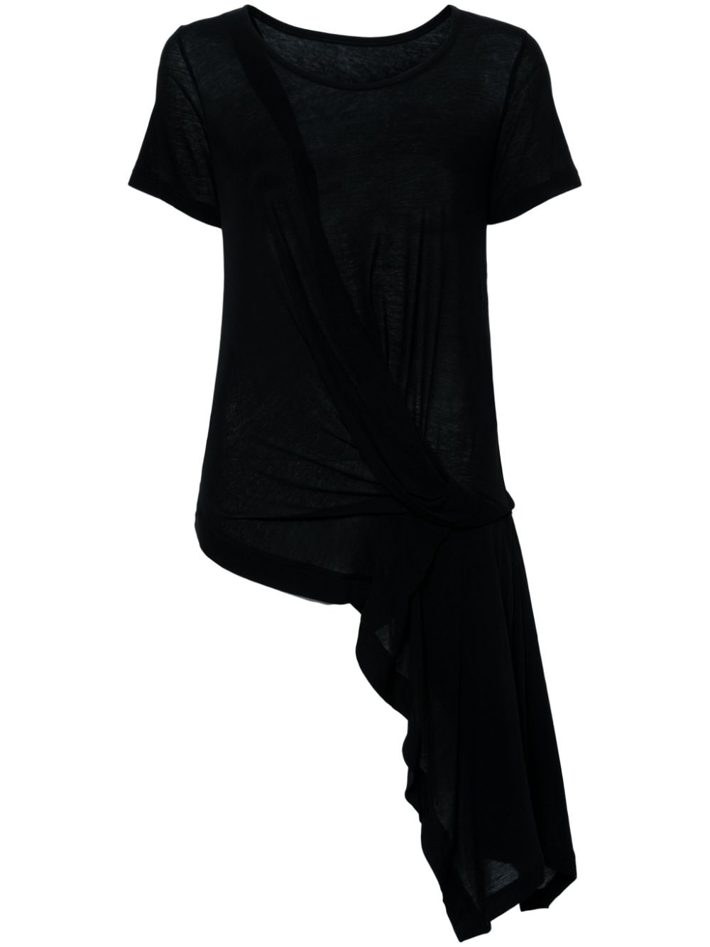 Yohji Yamamoto Drapiertes T-Shirt - Schwarz von Yohji Yamamoto