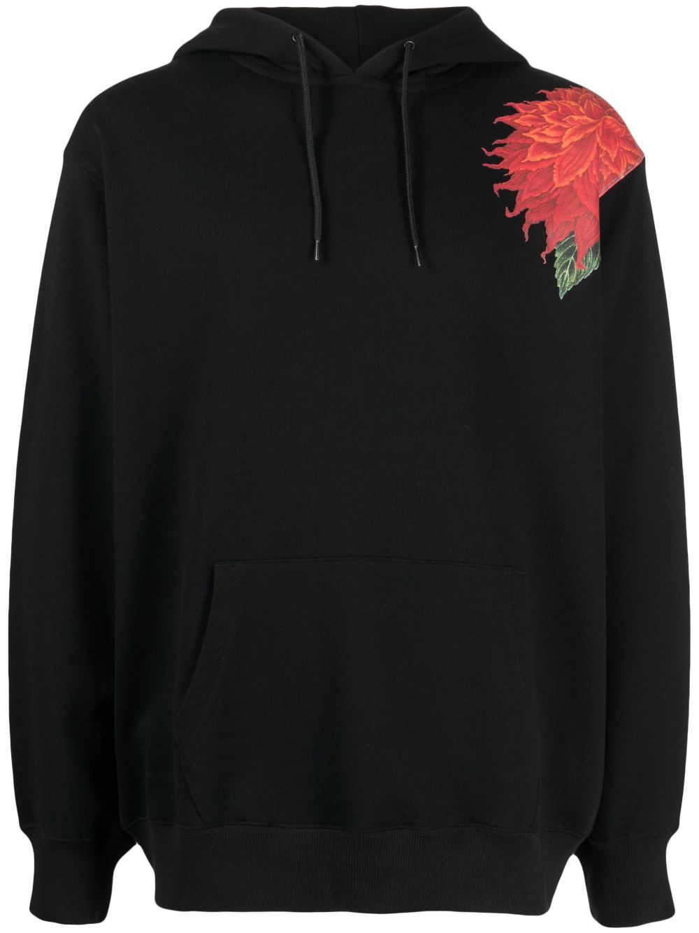 Yohji Yamamoto Hoodie mit Blumen-Print - Schwarz von Yohji Yamamoto