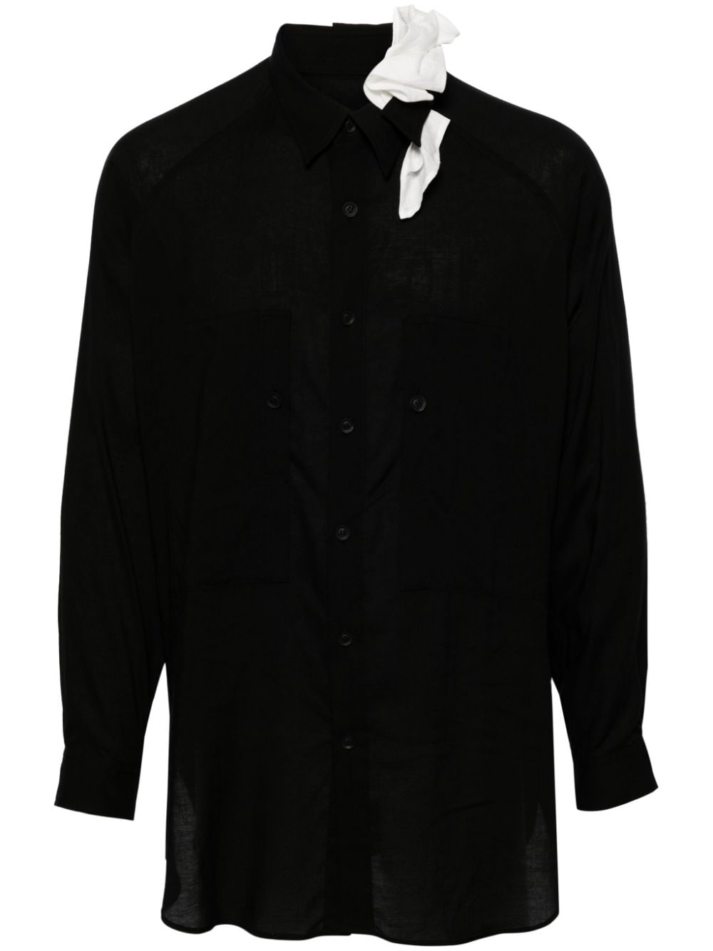 Yohji Yamamoto layered appliqué-detail shirt - Schwarz von Yohji Yamamoto