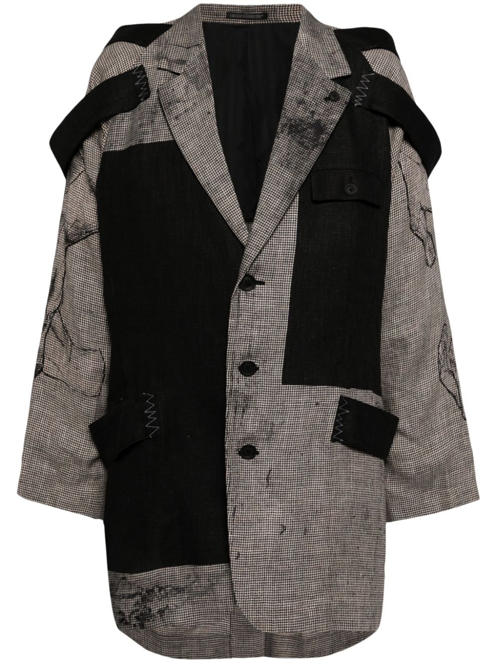 Yohji Yamamoto layered-design linen blazer - Weiß von Yohji Yamamoto