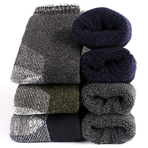 Yoicy Herren Schwere Dicke Wollsocken Merino Warme Thermosocken Wolle Socken Wandersocken Geschenke Wintersocken für Herren im Winter von Yoicy