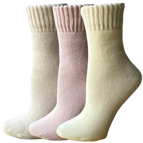 Yoicy Superdicke Wollsocken für Damen, weich, warm, bequem, leger, Crew, Wintersocken (3–5 Stück), mehrfarbig, E-super dick, 3er-Pack (einfarbig), Einheitsgröße von Yoicy