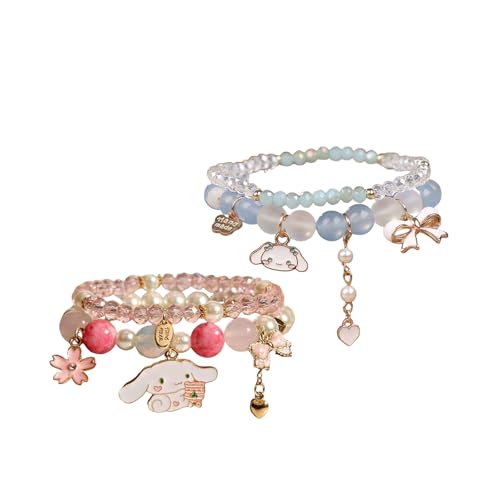 Yoimckay 2 Stück Anime-Armbänder, animierte baumelnde Accessoires für Kinder, Charm-Armbänder, Katzen-Armbänder, Cartoon-Charm-Armbänder für Mädchen und Frauen (süß) von Yoimckay