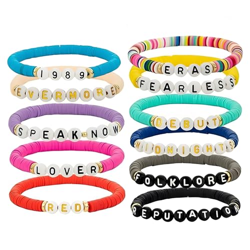 Yoimckay Sänger Armbänder, Freundschaftsarmband Stretch Einstellbare Boho Geflochten Armbänder, Album TS Inspirierte Armband, Handmade Bunte Perlen Armband Set für Sänger-Fans von Yoimckay